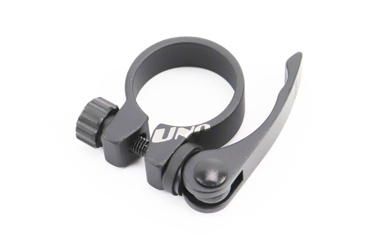 Затискач (хомут) труби сидіння MTB 34,9мм, кріпл. ексцентрик, алюмінієвий, чорний XTB-C, ВЕЛОЗАПЧАСТИНИ, SV-406146, фото 1