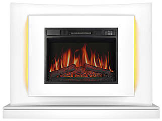 Камінокомплект ArtiFlame Lucca AF23S білий з LED підсвічуванням, обігрівом і звуком горіння вогню