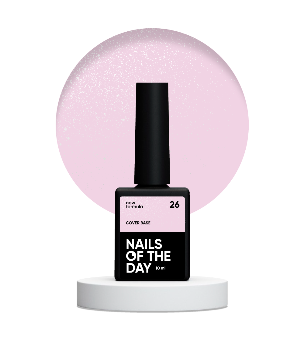 Nailsoftheday Cover base NEW Formula 26 — ніжно-рожеве зі срібним шимером, з більш холодним полиском 10 ml