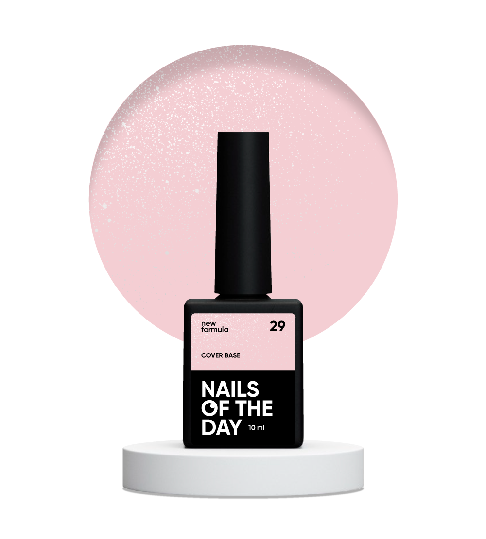Nailsoftheday Cover base NEW Formula 29 — напівпрозоре ніжно-нюдове зі срібним шимером 10 ml