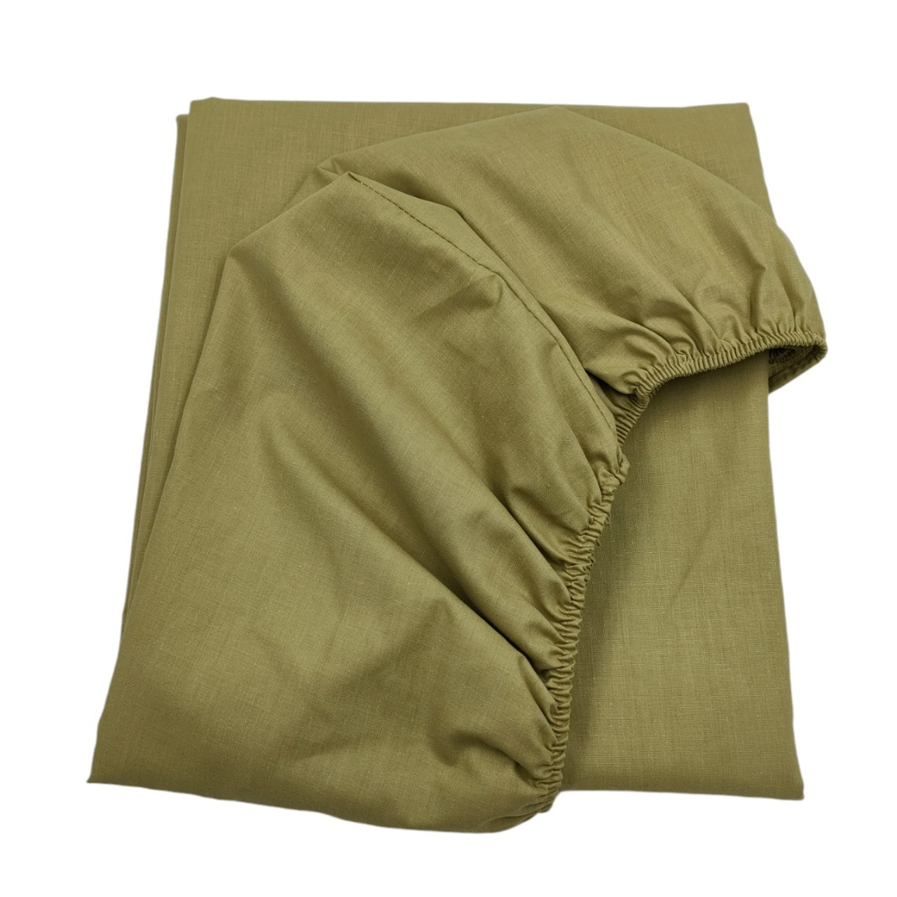 Простирадло на резинці двоспальне "Оливкове" | Бязь 180х200 см, фото 1