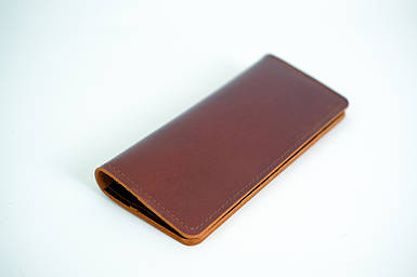 Жіночий гаманець клатч Лонг на 8 карти з натуральної шкіри колір Вишня