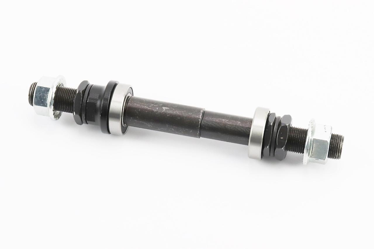 Вісь задня BMX М14х170мм, пром-підшипники (15х28х7) 6902 2RS, кріпл. гайка, чорна, ВЕЛОЗАПЧАСТИНИ, SV-403346, фото 1