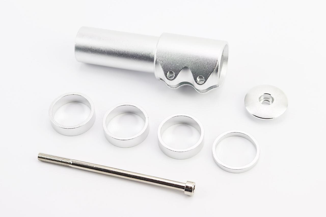 УЦІНКА вело Подовжувач штока вилки 1-1/8” (28,6 мм)х115мм, алюмінієвий, сірий (без болтів), ВЕЛОЗАПЧАСТИНИ, SV-411977, фото 1