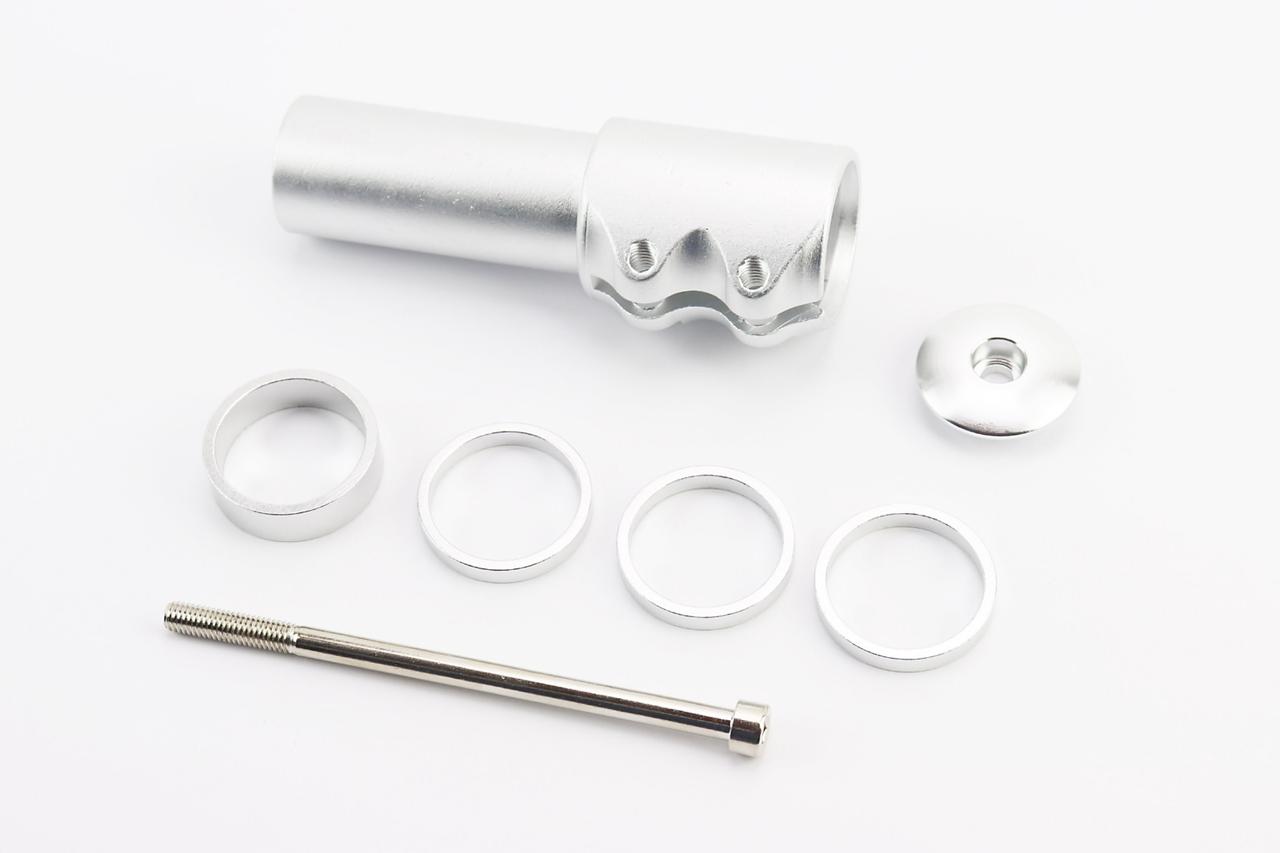 УЦІНКА вело Подовжувач штока вилки 1-1/8” (28,6 мм)х115мм, алюмінієвий, сірий (без болтів), ВЕЛОЗАПЧАСТИНИ, SV-411978, фото 1