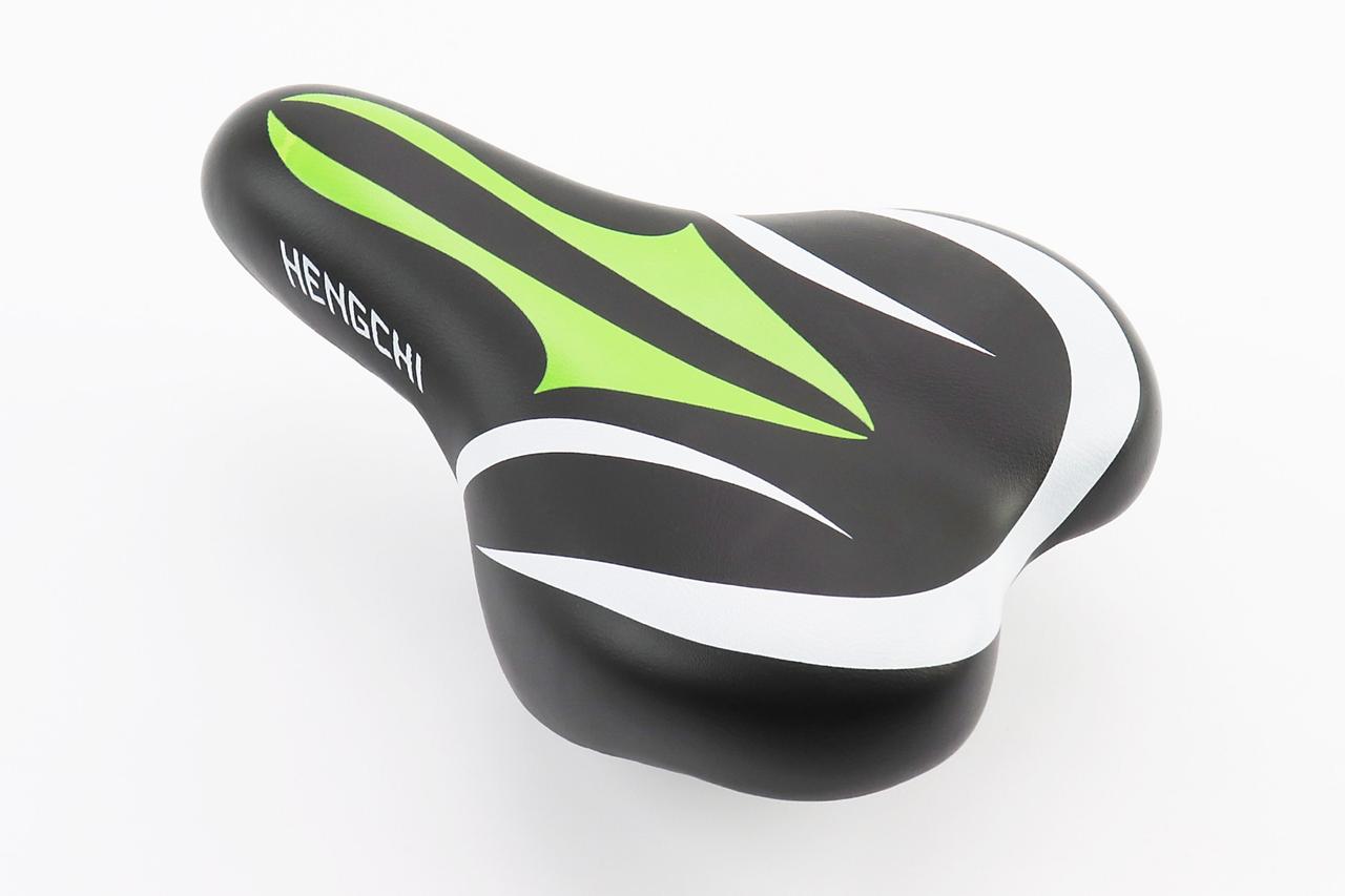 Сидіння CHILD 220x150мм, чорно-біло-зелене HENGCHI AZ-296AF, ВЕЛОЗАПЧАСТИНИ, SV-411478, фото 1