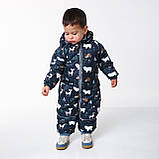 Дитячий зимовий комбінезон Аполло з хутром опушкою Утеплювач Termoloft Мембранна тканина Синя Арктика принт Розмір 74/80, фото 4