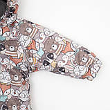 Дитячий зимовий комбінезон Аполло з утеплювачем Termoloft Мембранна тканина Звірятка принт Розмір 74-80, фото 3