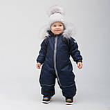 Дитячий зимовий комбінезон Аполло з хутром опушкою Утеплювач Termoloft Мембранна тканина Рожевий Синій Розмір 74/80, фото 6