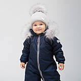 Дитячий зимовий комбінезон Аполло з хутром опушкою Утеплювач Termoloft Мембранна тканина Рожевий Синій Розмір 74/80, фото 5