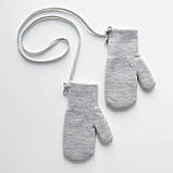 Дитячі зимові рукавички з вовною мериноса Сірого кольору від 0 до 18 місяців, фото 2