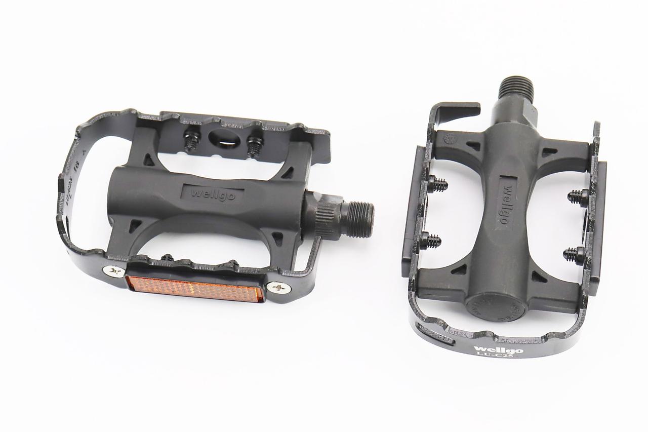 Педалі MTB 9/16" (106x64.5x28.5мм) пластико-алюмінієві, чорні LU-C25, ВЕЛОЗАПЧАСТИНИ, SV-411133, фото 1