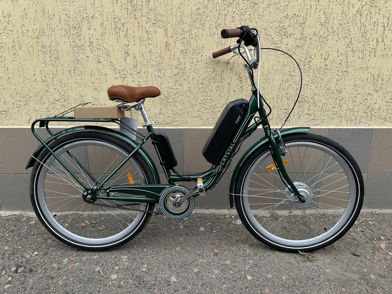 Велосипед з електроприводом 26" ST Dorozhnik eCRYSTAL BH рама-17" 36B 10А*г 350Вт темно-зелений з сiрим 2024