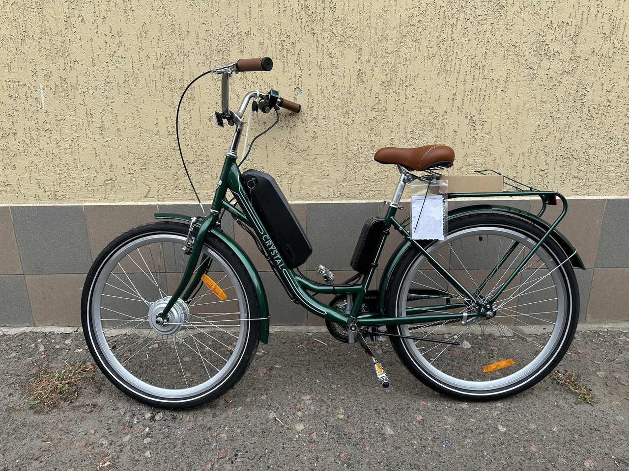 Велосипед з електроприводом 26" ST Dorozhnik eCRYSTAL BH рама-17" 36B 7.5А*г 350Вт темно-зелений з сiрим 2024