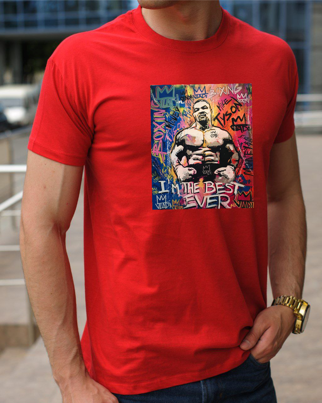 Модний одяг з боксерською тематикою принт Майк Тайсон, бавовняна футболка з боксерами розмір S, фото 1