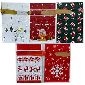 Пакет п/е 11,5*12см зі стяжкою Новорічний мікс 12шт 3-137 (10776) Ціна за уп