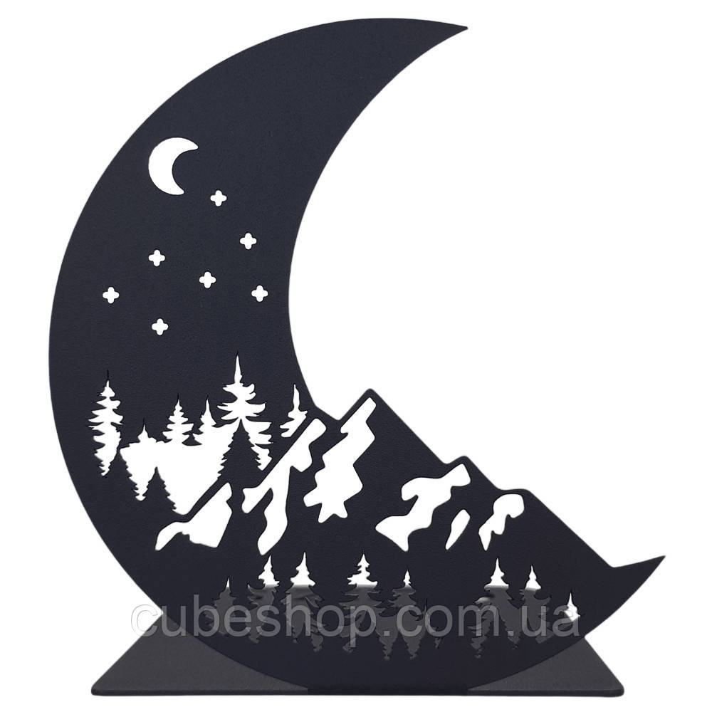 Металевий упор для книг Glozis Moon (чорний)