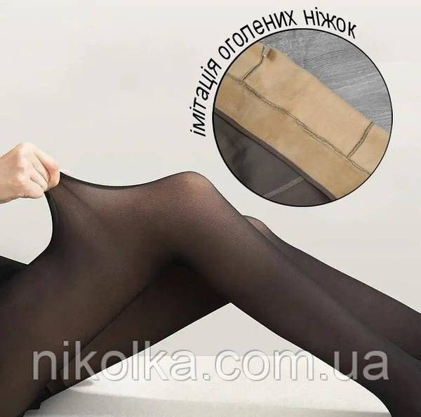 Жіночі утеплені колготки із імітацією капронових оптом, M/2XL-3XL/6XL рр., арт. NN1916, фото 1