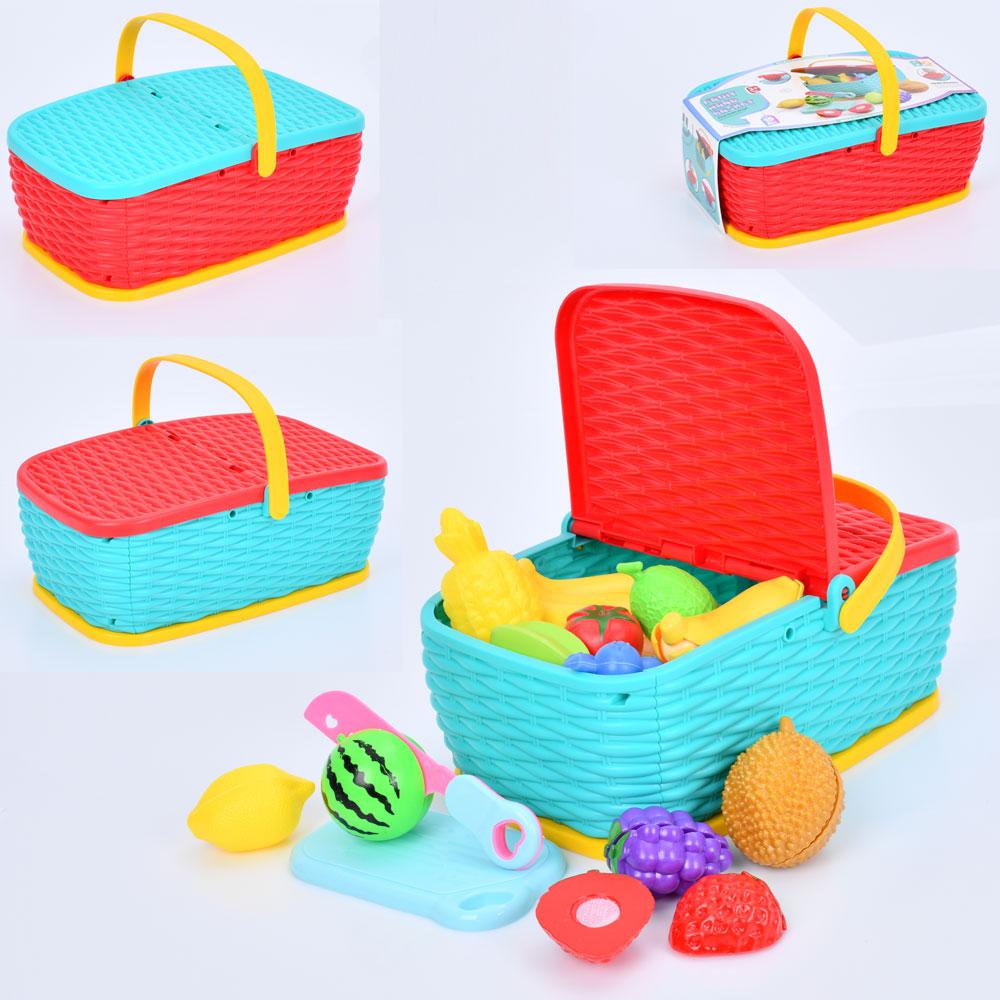 Продукти на липучці, фрукти, ягоди, кошик, 15 деталей L666-96, фото 1