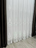 Тюль на основі бамбука з красивою вишивкою. Колір: молочний, фото 2
