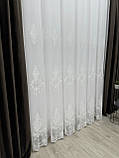 Тюль на основі бамбука з красивою вишивкою. Колір: молочний, фото 3