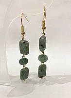 Сережки Жадеїт прямокутник d-12х8мм+- рондель 8х6мм+- L-58мм+- купити біжутерію дешево оптом в інтернеті