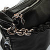 Сумка мішок на дві змійки класична жіноча шкіряна чорна на плече на два відділи на змійках зверху Alex Rai 8087-9, фото 6