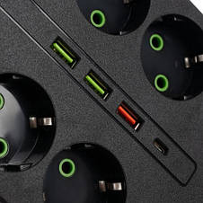Розетка подовжувач 8 розеток + 3 входи USB, Type-C Izoxis 24460, фото 4