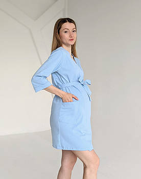 Вкорочений халат у пологовий та для дому (блакитний)