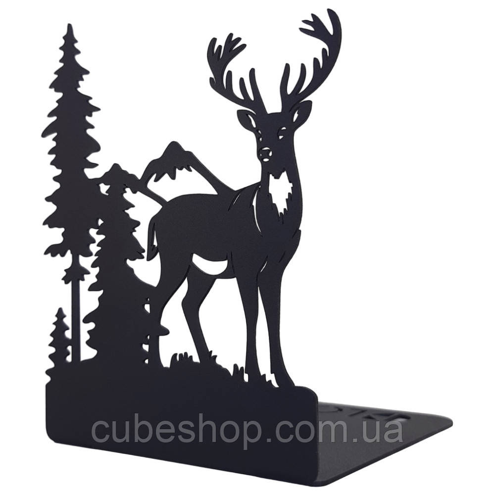 Металевий упор для книг Glozis Deer and Forest (чорний)