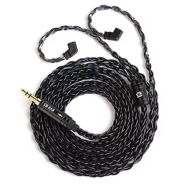 ⇒ KBEAR ST12 Plus, black (2Pin-C) - подовжений 8-ти житловий посрібний кабель для ігор, геймінгу (2 метри), фото 1