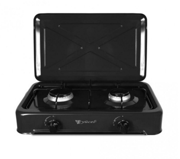 Газова настільна плита Yucel O-200-LPG, 2 конфорки, чорний колір, фото 1
