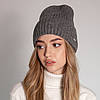 Шапка жіноча з мериносової вовни, Тепла шапка лопата, Шапка подвійною в'язкою, Шапки з вовни мериноса, фото 8