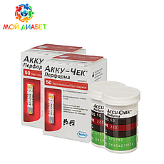 Тест-смужки Accu-Chek Performa 100 шт. у 2 флаконі по 50 шт. в упаковці