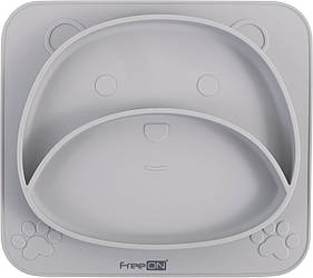 Силіконова тарілка дитяча FreeON Bear, сірий