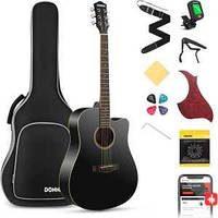 Акустична гітара Donner Music Acoustic Guitar Cutaway Black EC1129 комплект