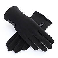 Жіночі демісезонні сенсорні рукавички. Чорні кашемірові рукавички із сенсорними пальцями