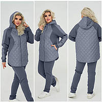 Женский теплый спортивный костюм , на флисе, больших размеров костюмы . Кофта - ветровка и штаны. Р-48-62