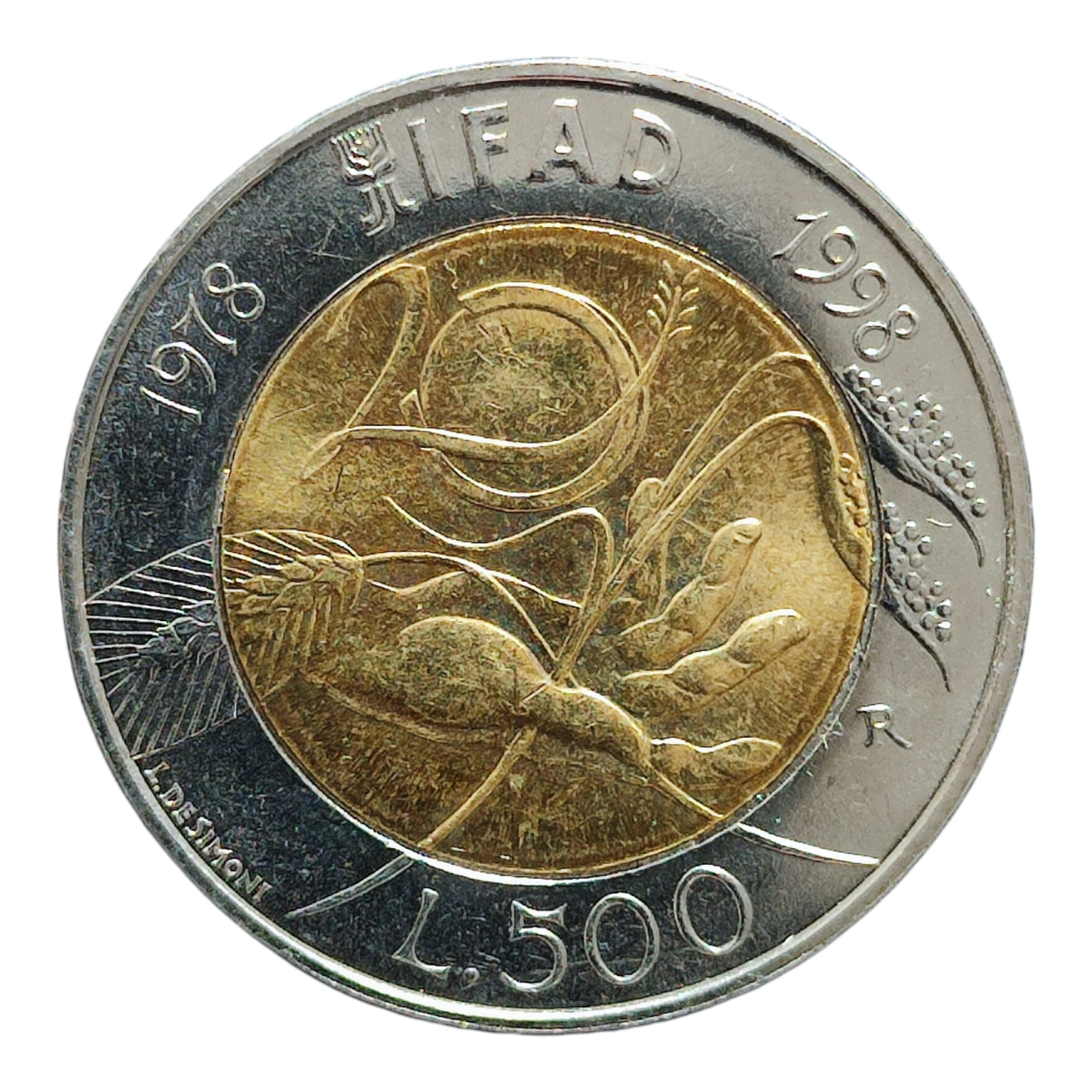 Італія 500 лір, 1998 20 років IFAD
