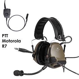 Навушники активні 3M PELTOR ComTac V Single Comm Headband 88080-GN Olive + PTT 1-in Peltor MOTOROLA R7