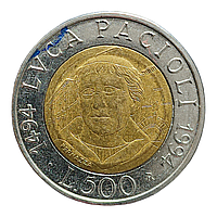Італія 500 лір, 1994 500-та річниця - Народження Луки Пачолі