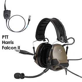 Навушники активні 3M PELTOR ComTac V Single Comm Headband 88080-GN Olive + PTT 1-in 3M Peltor Harris Falcon II