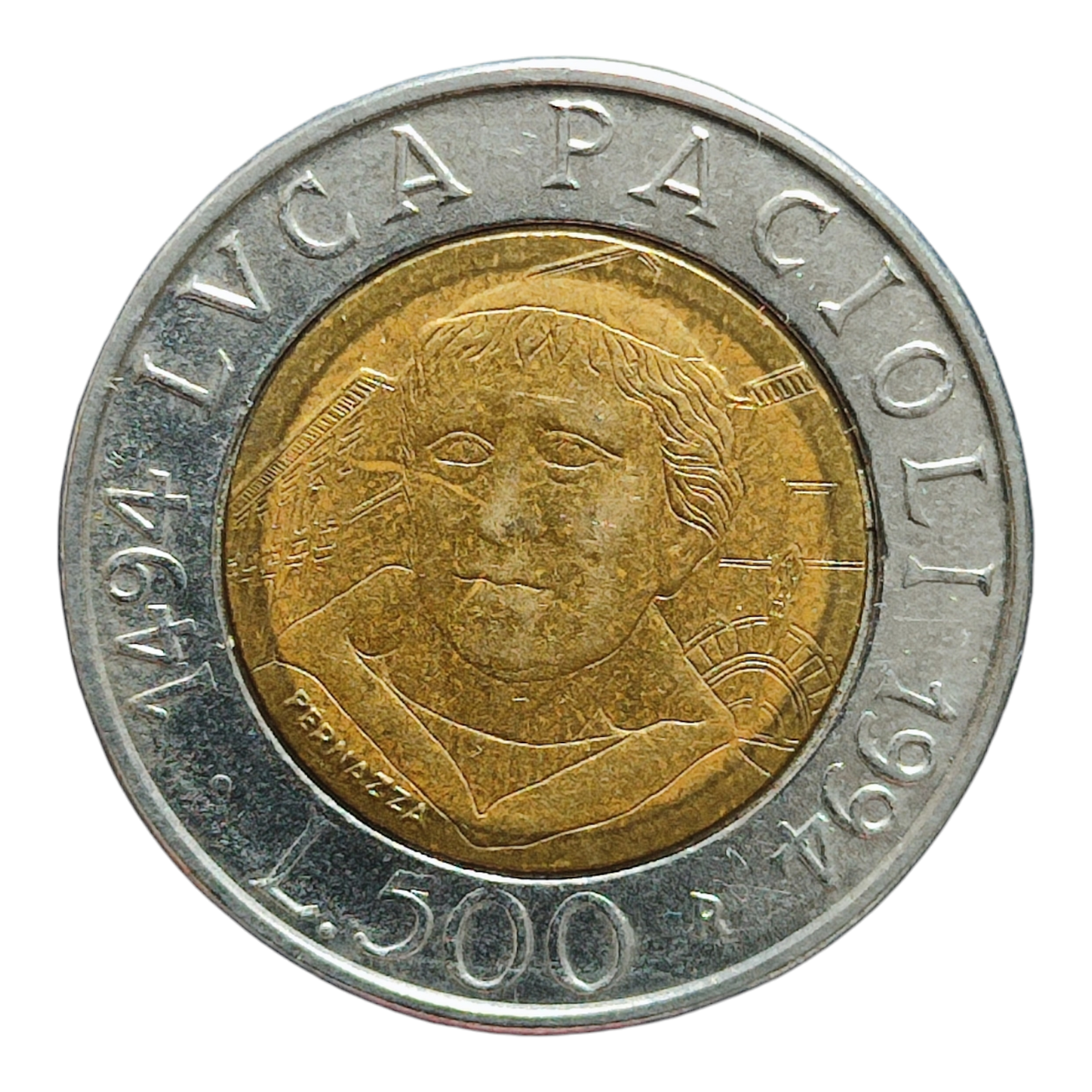 Італія 500 лір, 1994 500-та річниця - Народження Луки Пачолі