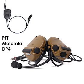 Навушники активні 3M PELTOR ComTac V Single Comm Neckband AS-Patriot-92BB Coyote + PTT 1-in Peltor MOTOROLA DP4 Series