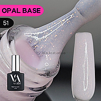 База камуфлююча з блискітками шиммером опала рожева для нігтів Valeri 12 ml №51