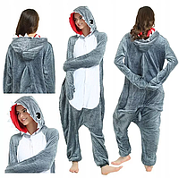 Кигуруми серая акула, пижама кегуруми для парня и девушки, костюм кенгуруми акула S M L XL на рост 145-190 см
