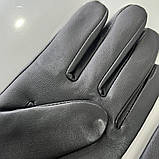 Чорні жіночі рукавички із натуральної шкіри. Перчатки із якісної м'якої шкіри. Натуральна вовняна підкладка, фото 5