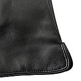 Чорні жіночі рукавички із натуральної шкіри. Перчатки із якісної м'якої шкіри. Натуральна вовняна підкладка, фото 4