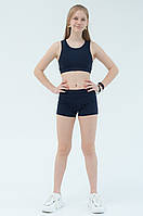 Дитячі шорти та топ для Pole dance спортивні для дівчинки з темно-синього біфлексу Олівія р. 26-44