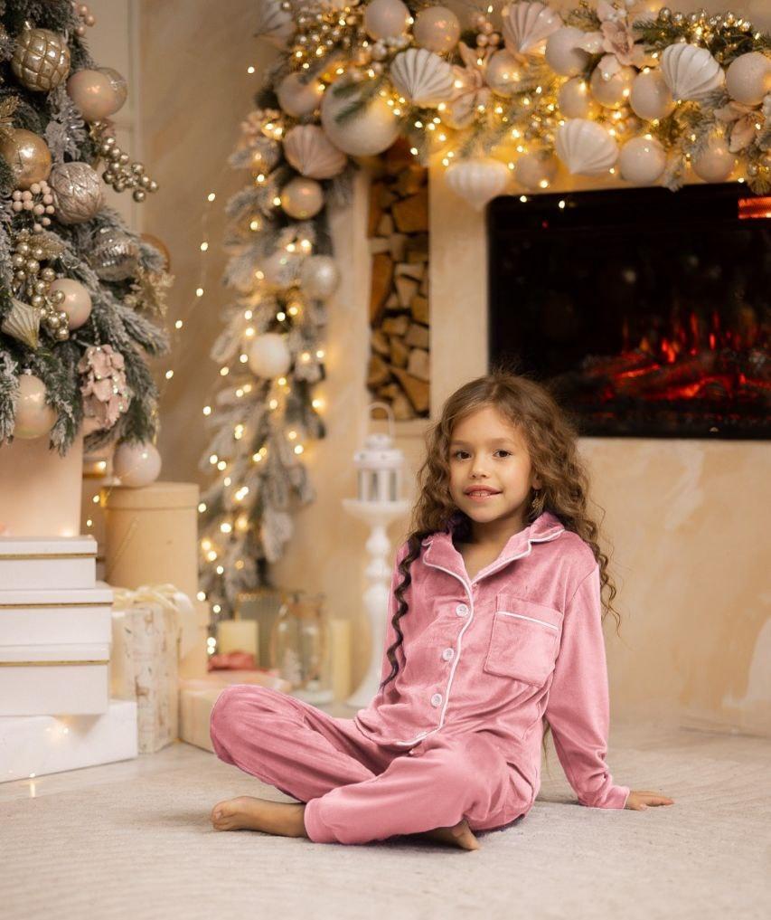 Піжама на дівчинку Велюр 146 см 003305 Рожева